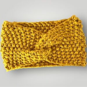Handmade Knit Mustard Yellow Twisted Headband